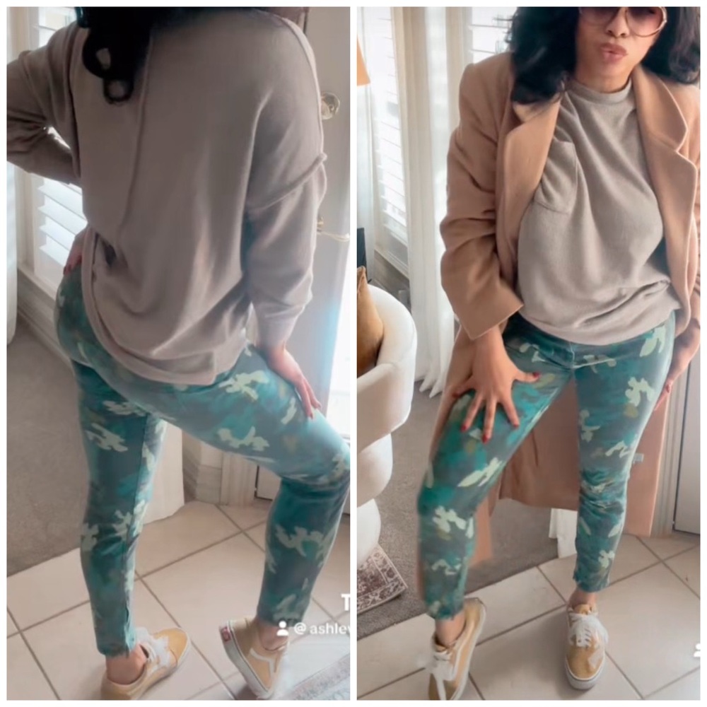 Green Camo Slim Pants - Women's SY